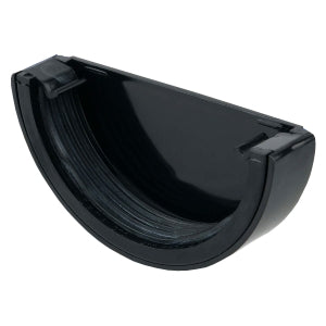 uPVC Half Round Gutter External Stop End - Black