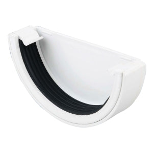 uPVC Half Round Gutter External Stop End - White