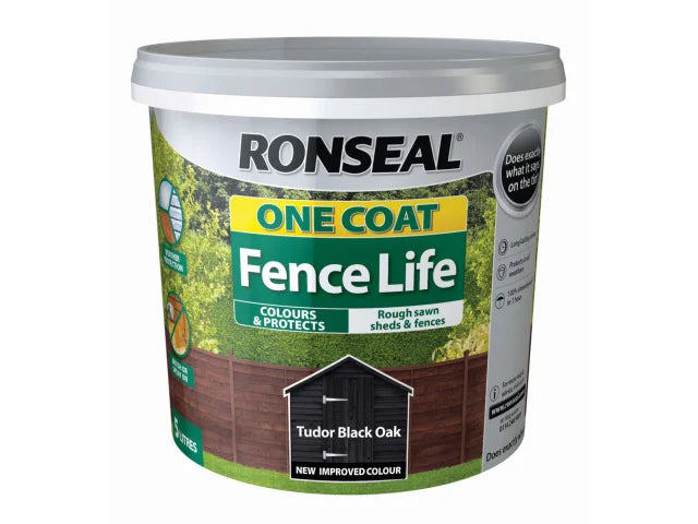 Ronseal One Coat Fence Life Tudor Black Oak 5 Litre