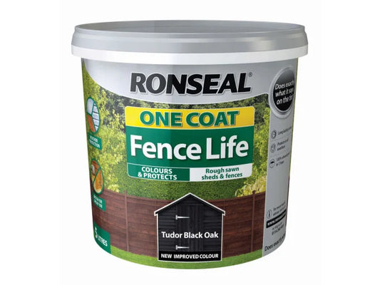 Ronseal One Coat Fence Life Tudor Black Oak 5 Litre