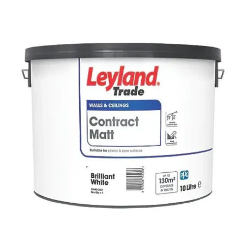 Leyland Trade Contract Brilliant White Matt Emulsion paint 10L