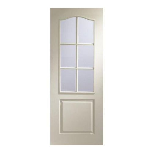 White Moulded Classique 6 Light with Clear Bevelled Glass