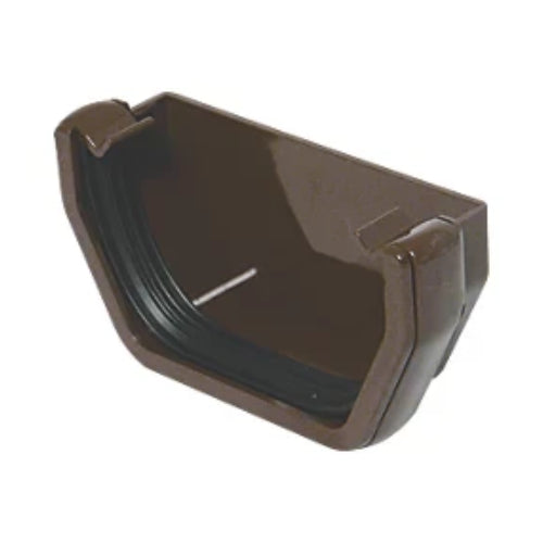 uPVC Square Gutter External Stop End - Brown