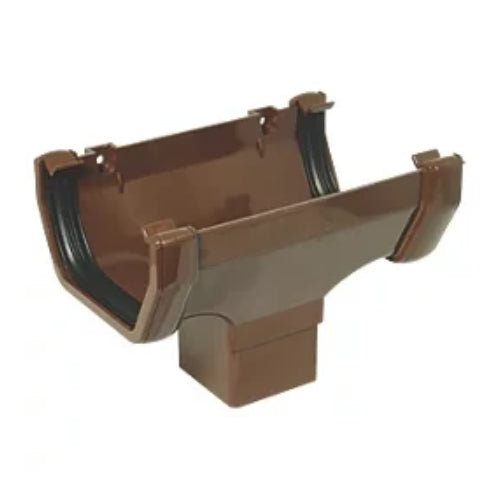 uPVC Square Gutter Running Outlet - Brown