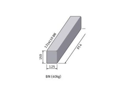 Bull Nosed Concrete Centre Kerb 125mm x 150mm x 915mm