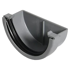 uPVC Half Round Gutter External Stop End - Grey