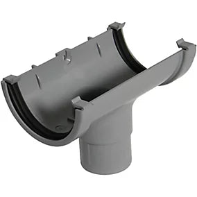 uPVC Half Round Gutter Running Outlet - Grey