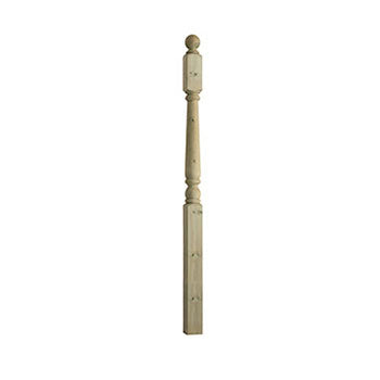 Decking Newel Post - Edwardian Turned with Ball Cap