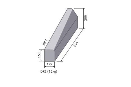 Bull Nosed Concrete Drop Kerb - Right Hand Drop