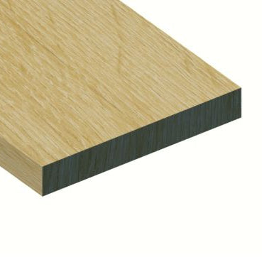 A close-up of a light wood panel or trim piece with a visible grain pattern and a dark backing edge, shown on a plain white background.