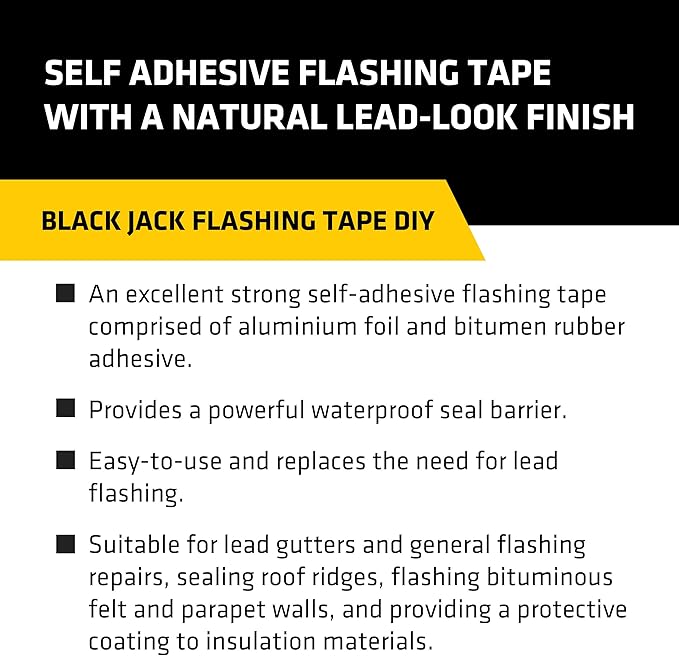 Everbuild Black Jack Waterproof Flashing Tape / Flash Band - 225mm x 10m