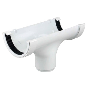 uPVC Half Round Gutter Running Outlet - White