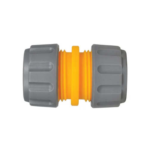 Hozelock Hose pipe 12.5mm - 15mm Grey and orange hose connector on a white background [Davies DIY & Builders Merchants ]