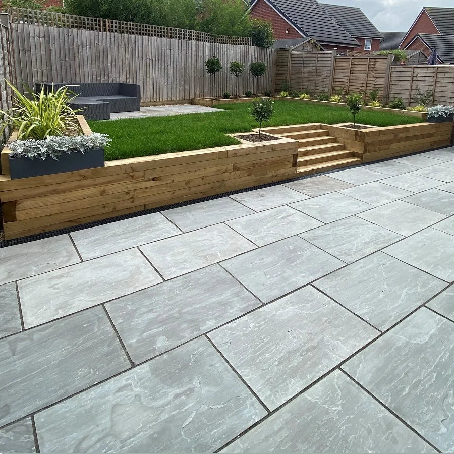 Grey Sandstone Paving Single Size 900mm x 600mm | Davies DIY