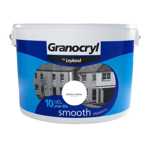 Leyland Granocryl Smooth Masonry Paint - Brilliant White 10 Litre