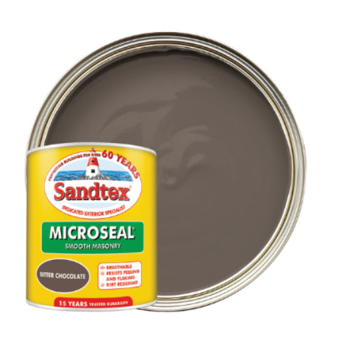 Sandtex Microseal Ultra Smooth Weatherproof Masonry Exterior Wall Paint - Bitter Chocolate - 5L