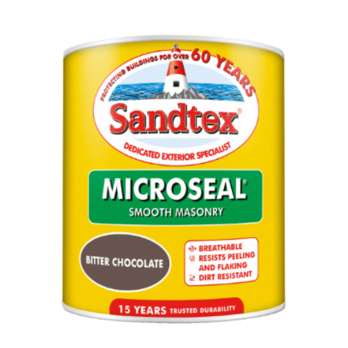 Sandtex Microseal Ultra Smooth Weatherproof Masonry Exterior Wall Paint - Bitter Chocolate - 5L