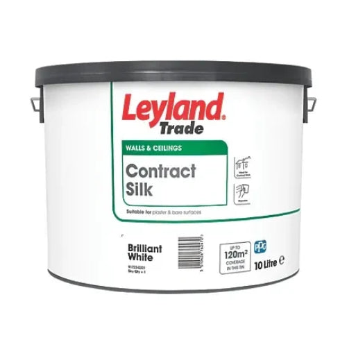 Leyland Trade Contract Brilliant White Silk Emulsion Paint 10L