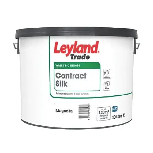 Leyland Trade Contract Brilliant Magnolia Silk Emulsion Paint 10L