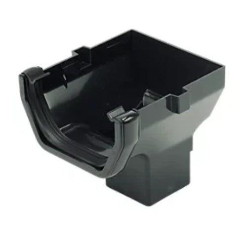 uPVC Square Gutter Stop End Outlet - Black