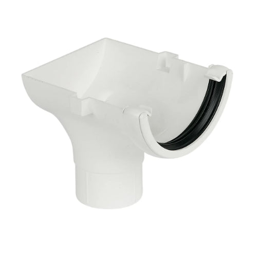 uPVC Half Round Gutter Stop End Outlet - White