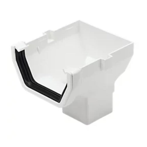 uPVC Square Gutter Stop End Outlet - White