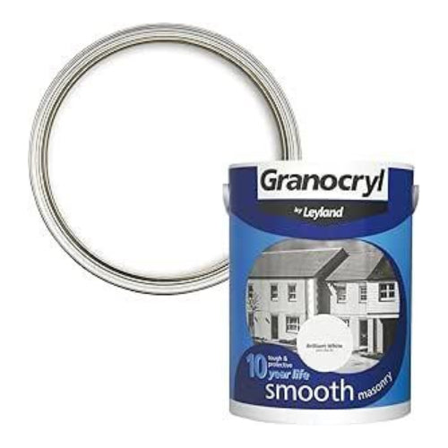 Leyland Granocryl Smooth Masonry Paint - Brilliant White 5 Litre