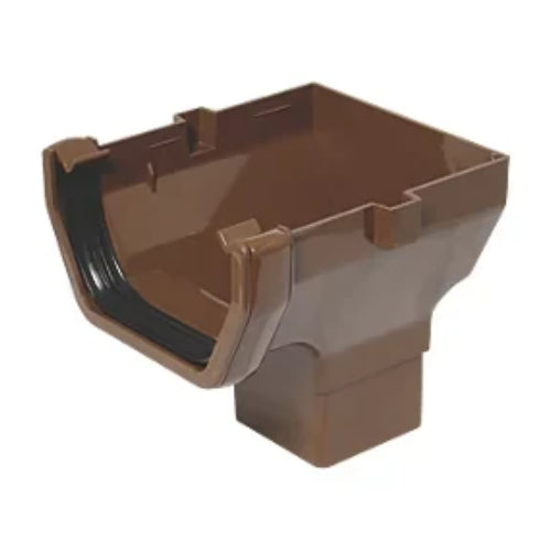 uPVC Square Gutter Stop End Outlet - Brown