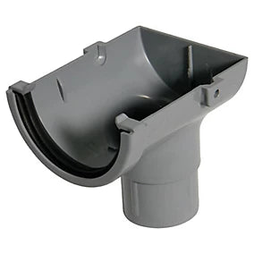 uPVC Half Round Gutter Stop End Outlet - Grey