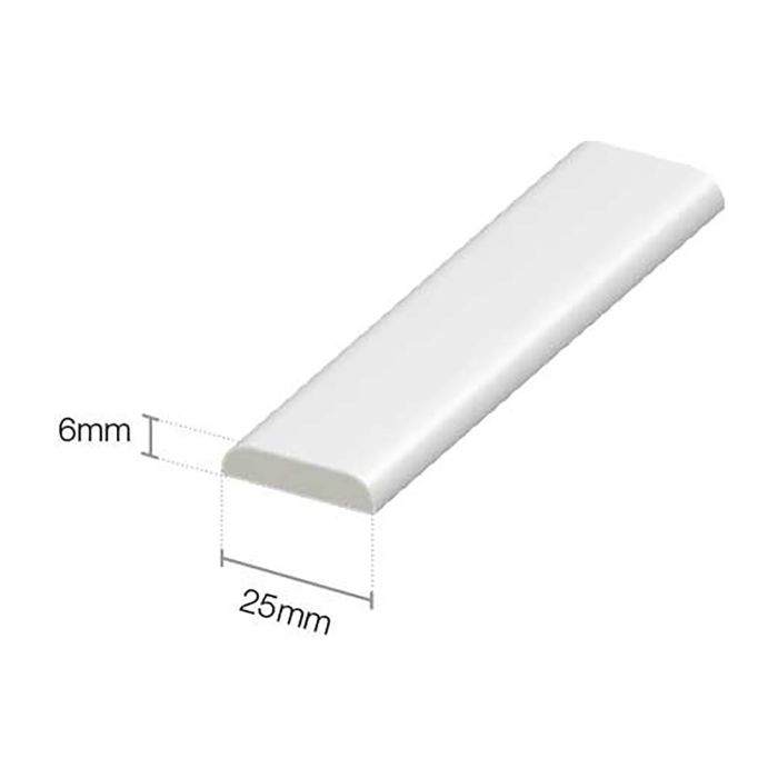 White D Moulding Finishing Trim 25mm x 5m