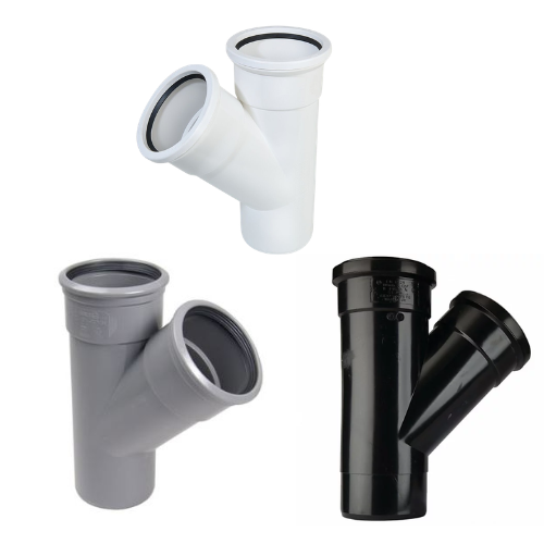 110mm Soil Pipe 45 Degree Branch Double Socket | Davies DIY
